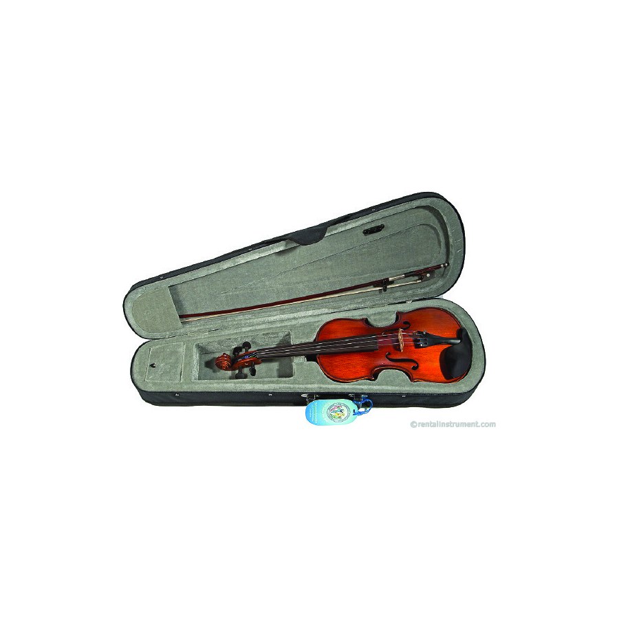 White Label student violin in its soft case with bow and rosin, ready to rent